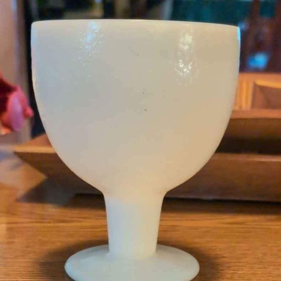 Vintage 1960s Collectible Large Solid White Milk Glass Tall Goblet Chalice Cup - Picture 1 of 5